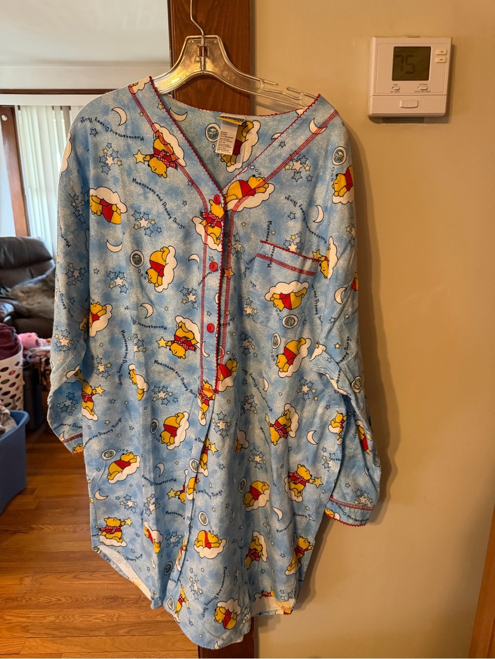 Disney Winnie the Pooh blue cotton pajama nightgown
